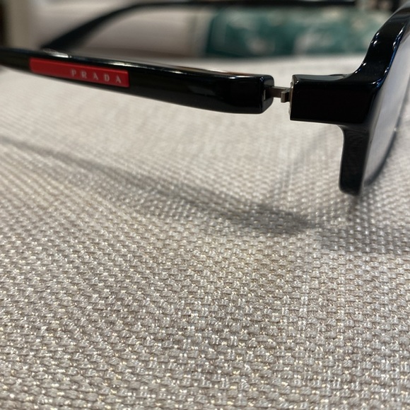 PRADA EYE GLASSES 🤓 VPS 04B 53 15 1AB 101 140 black frame side logo & flap case - Picture 12 of 16